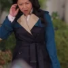 Ruby Laid Black and Blue Cotton Coat