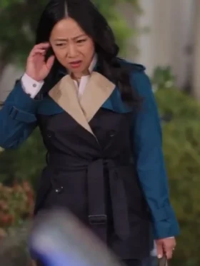 Ruby Laid Black and Blue Cotton Coat