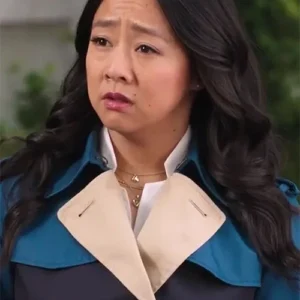 Ruby Laid Black and Blue Cotton Coat For Sale