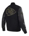 Rush Nfl Detroit Lions Varsity Black And Gold Wool Jacket Back