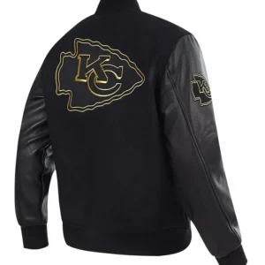 Rush Nfl Detroit Lions Varsity Black And Gold Wool Jacket Back