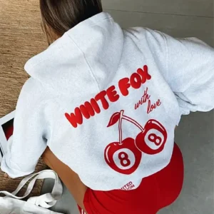 Russell White Fox Cherry Hoodie Back