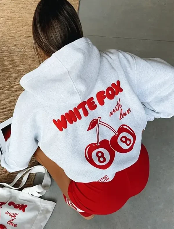 Russell White Fox Cherry Hoodie Back