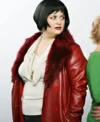 Ruth Jones Gavin and Stacey Red Shearling Leather Coat