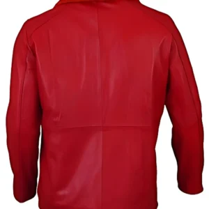 Samir Mens Red Leather Shearling Jacket Back