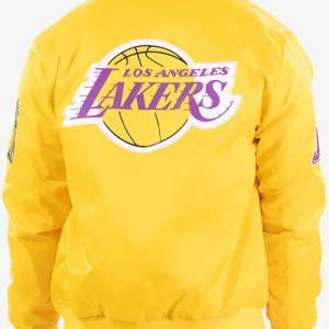 Sanchez Los Angeles Lakers Satin Bomber Yellow Jacket Back