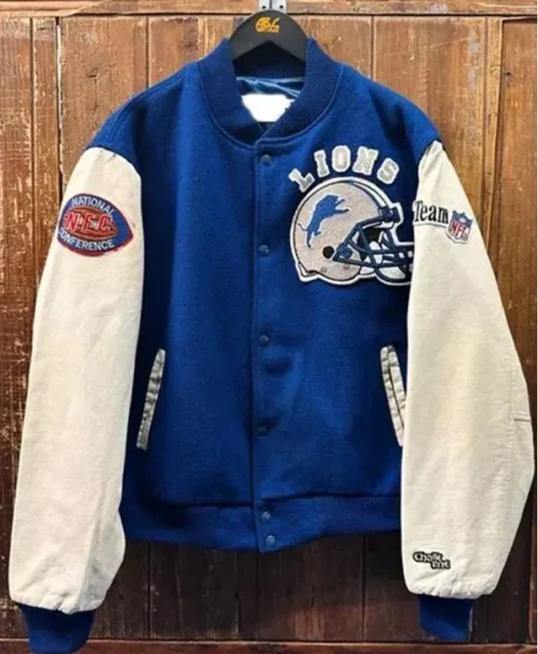 Shaboozey Detroit Lions Blue Wool Varsity Jacket