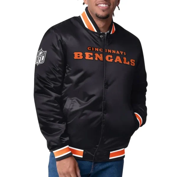 Shelton Cincinnati Bengals 49ers Black Satin Jacket