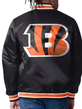 Shelton Cincinnati Bengals 49ers Black Satin Jacket Back