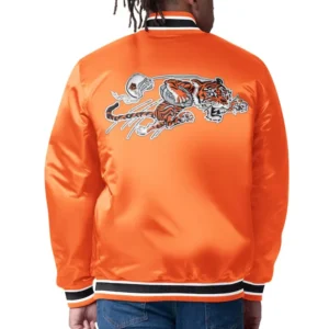 Shelton Cincinnati Bengals 49ers Orange Satin Jacket Back