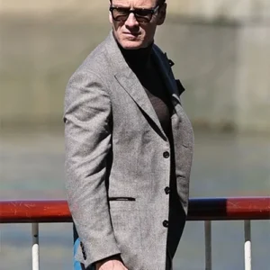 Shop Black Bag Michael Fassbender Grey Blazer