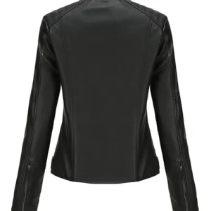 Shop Casual Women Black Biker Leather Jacket