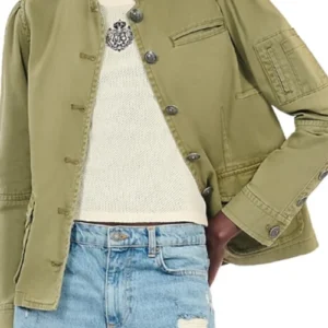 Shop Gemma The Neighborhood S07 Green Cotton Jacket