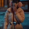 Shop Han Bi Ryu XO Kitty Pink Puffer Coat