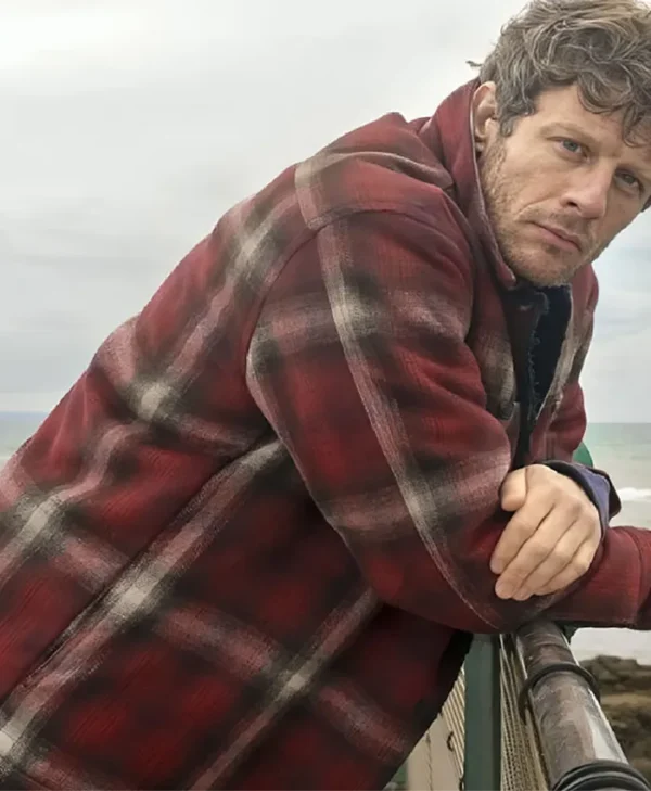 Shop James Norton Playing Nice Red Cotton Shirt