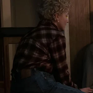 Shop Julia Garner Wolf Man Plaid Shirt