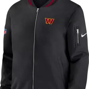 Sims Nike Washington Commanders Coaches Black Bomber Jacket Front
