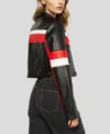 Stacie Racer Black Crop Moto Leather Jacket Side