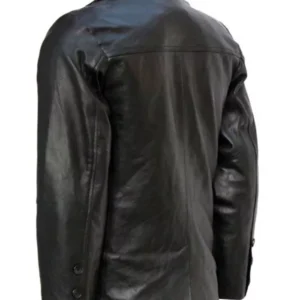 Sumayyah Mens Black Leather Jacket Back