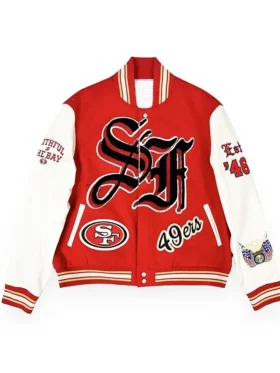 Summers San Francisco 49ers Red And Off White Varsity Jacket