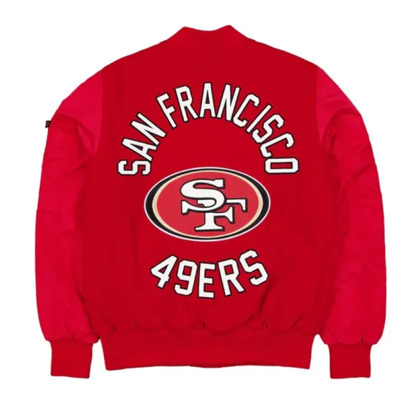 Sybil San Francisco 49ers MA 1 Red Varsity Jacket Back
