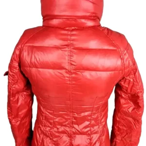 Tasnim Red Puffer Zipper Jacket Back