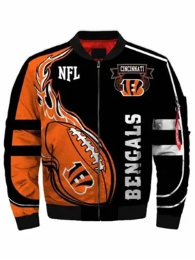 Team Bengals Soccer Print Bomber Zip Jacket