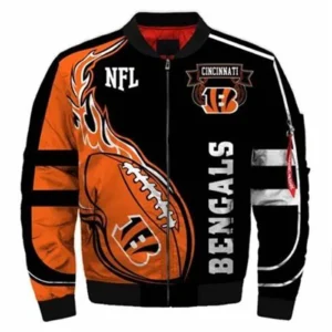 Team Bengals Soccer Print Bomber Zip Jacket