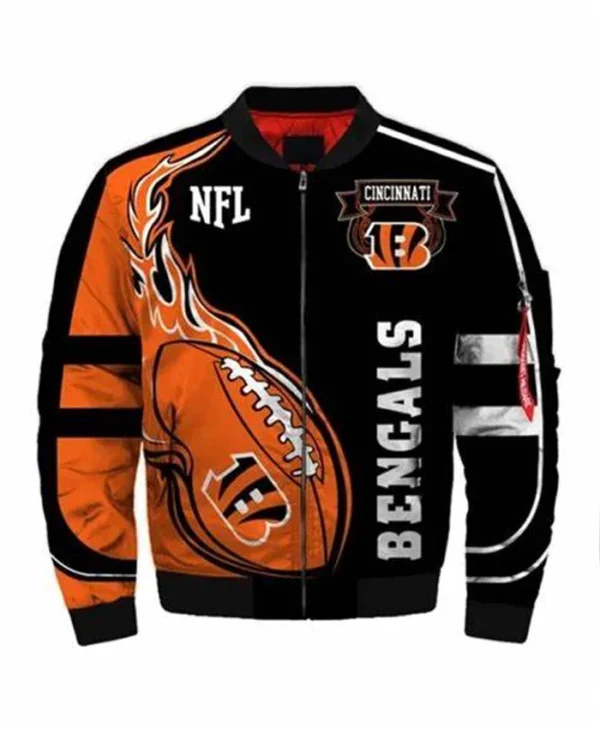 Team Bengals Soccer Print Bomber Zip Jacket