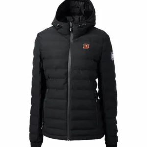 Team Bengals Zip Black Puffer Jacket