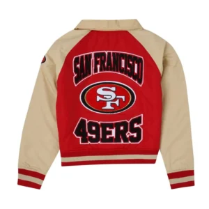 Ted Sloan San Francisco 49ers Red and Beige Bomber Jacket Back