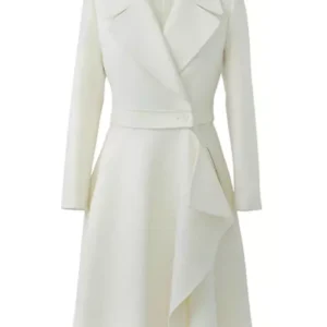 The Today Show 2024 Hoda Kotb White Wool Coat Front