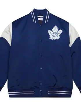 Toronto Maple Leafs Heavyweight Navy Satin Varsity Jacket