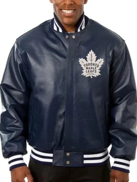 Toronto Maple Leafs Navy Varsity Leather Jacket