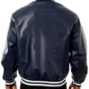 Toronto Maple Leafs Navy Varsity Leather Jacket Back
