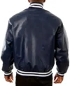 Toronto Maple Leafs Navy Varsity Leather Jacket Back