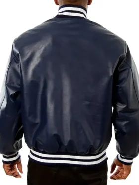 Toronto Maple Leafs Navy Varsity Leather Jacket Back