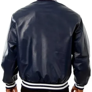 Toronto Maple Leafs Navy Varsity Leather Jacket Back