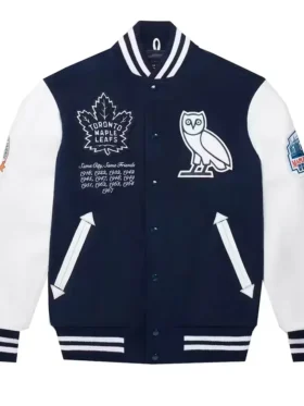 Toronto Maple Leafs OVO Black and White Varsity Jacket