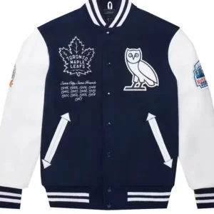 Toronto Maple Leafs OVO Black and White Varsity Jacket