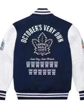 Toronto Maple Leafs OVO Black and White Varsity Jacket Back