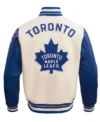 Toronto Maple Leafs Retro Classic Rib Blue Varsity Jacket Back