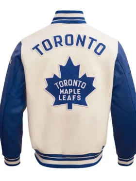 Toronto Maple Leafs Retro Classic Rib Blue Varsity Jacket Back
