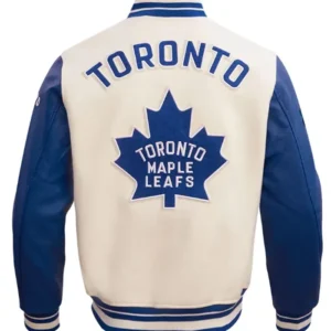 Toronto Maple Leafs Retro Classic Rib Blue Varsity Jacket Back