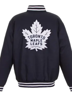 Toronto Maple Leafs Two Hit Poly Twill Navy Jacket Back
