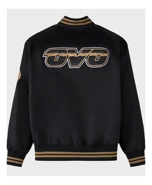 Toronto Raptors Black And Gold Varsity Jacket Back