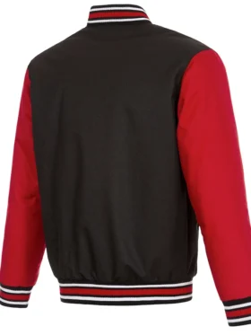 Toronto Raptors Black And Red Varsity Wool Jacket Back