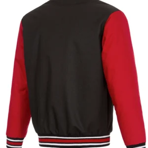 Toronto Raptors Black And Red Varsity Wool Jacket Back