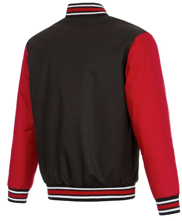 Toronto Raptors Black And Red Varsity Wool Jacket Back