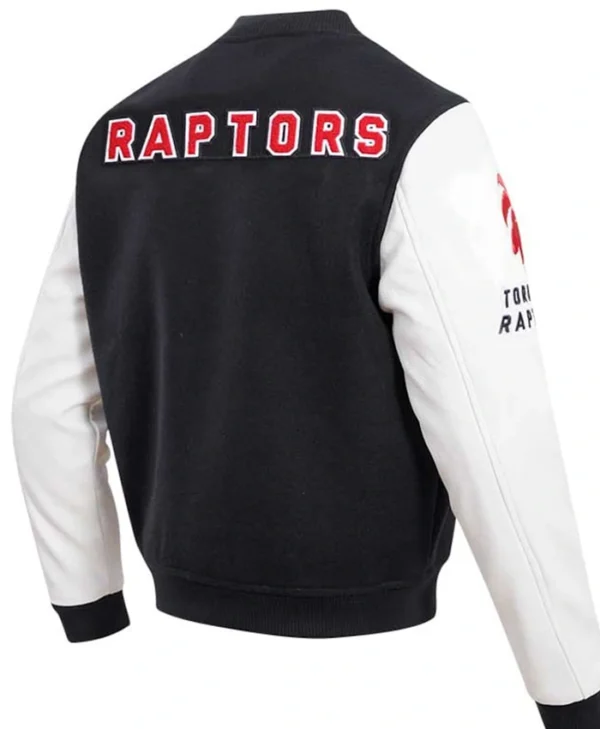 Toronto Raptors Black And White Wool Jacket Back